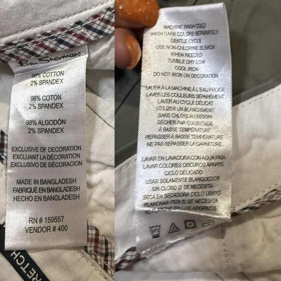 Ben Sherman Signature Slim Fit Stretch Chino Pants 32x32 Olive Green Cotton - Picture 5 of 7